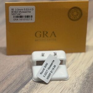 Moissanite Diamond Stud Earrings - 0.22 CT. Round 3MM - Sterling Silver